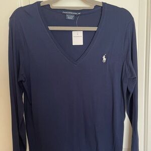 NWT Women’s Ralph Lauren Navy V-Neck Tee